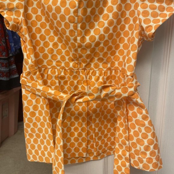 Willy Dilly Orange & Ivory Polka Dot. Size 4 Top With Adjustable Tie. Casual - Picture 8 of 8